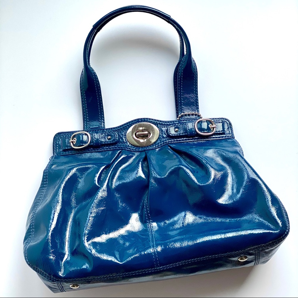 Coach Navy Patent Leather Shoulder Bag Satchel